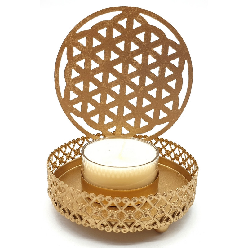 Bougeoir à Réflexion Métal Fleur de Vie 11cm