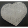 Coeur Sélénite gravé Fleur de Vie 8cm