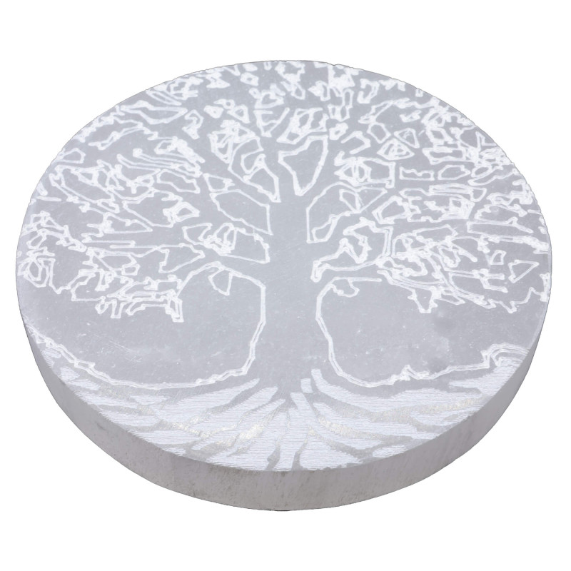Plaque Sélénite Arbre de Vie Fin 10cm