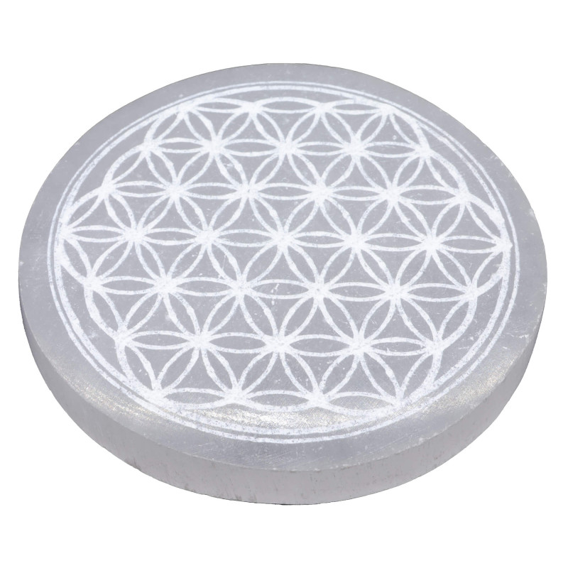 Plaque Sélénite Fleur de Vie 10cm
