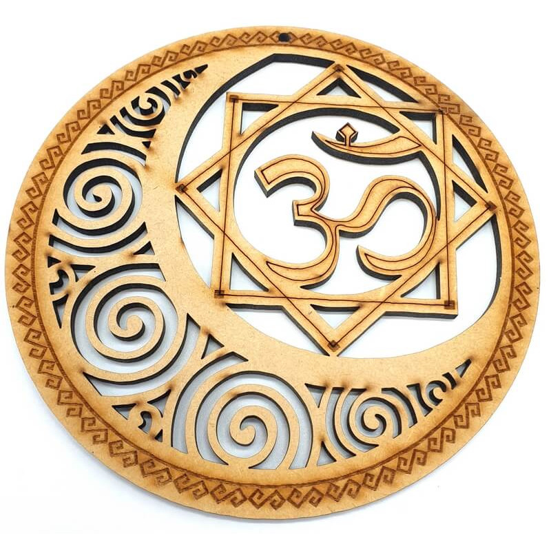 Plaque Murale Bois OM Lune 15cm