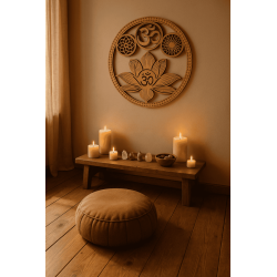 Plaque Murale Bois OM Lotus 15cm