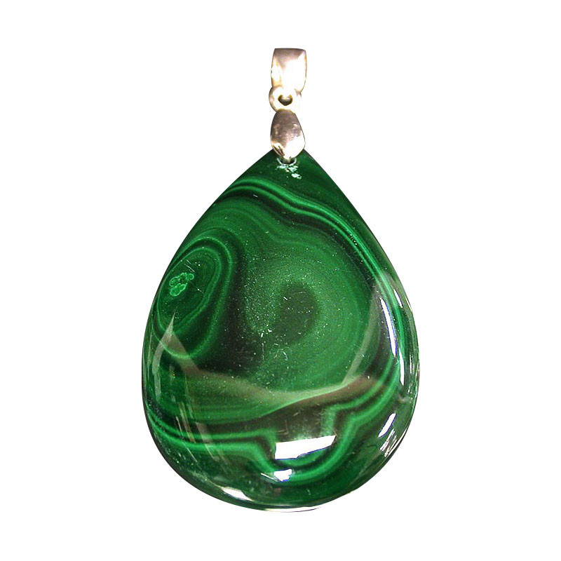 Pendentif malachite goutte plate
