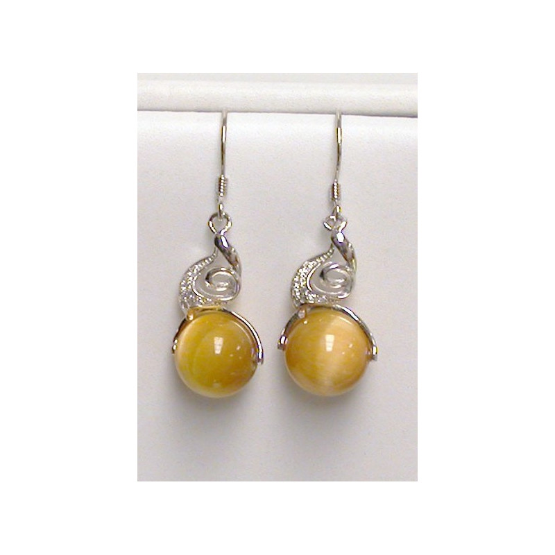 Boucles d'oreilles œil de tigre et argent