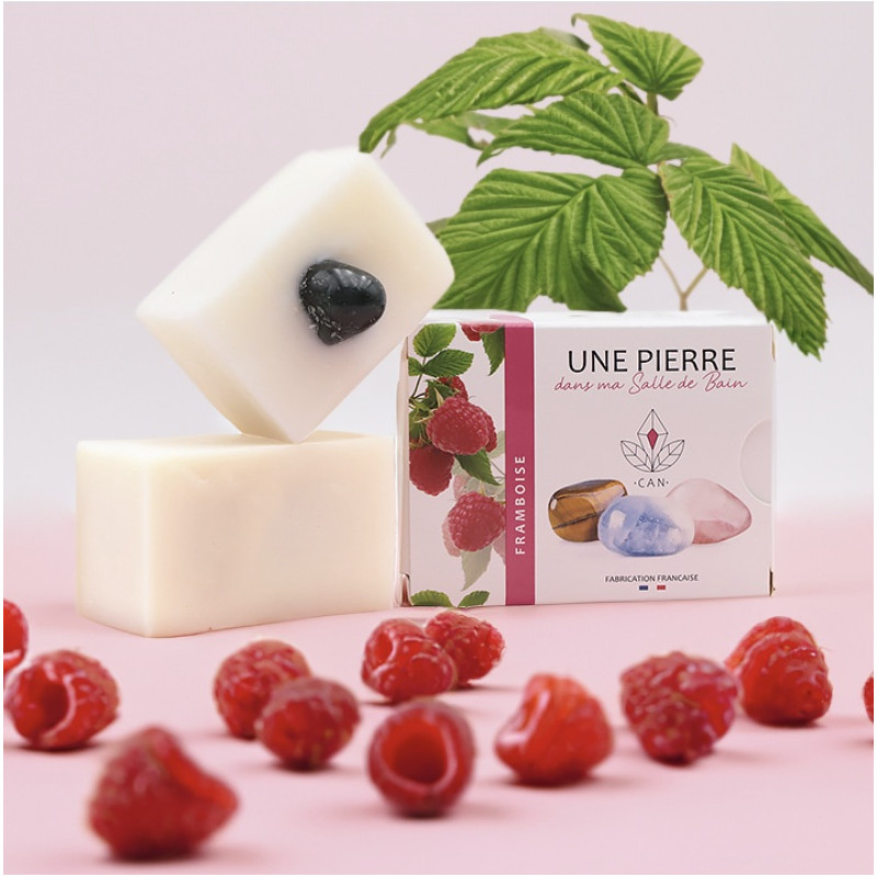 Savon Artisanal avec Pierre Naturelle – Framboise– 140g