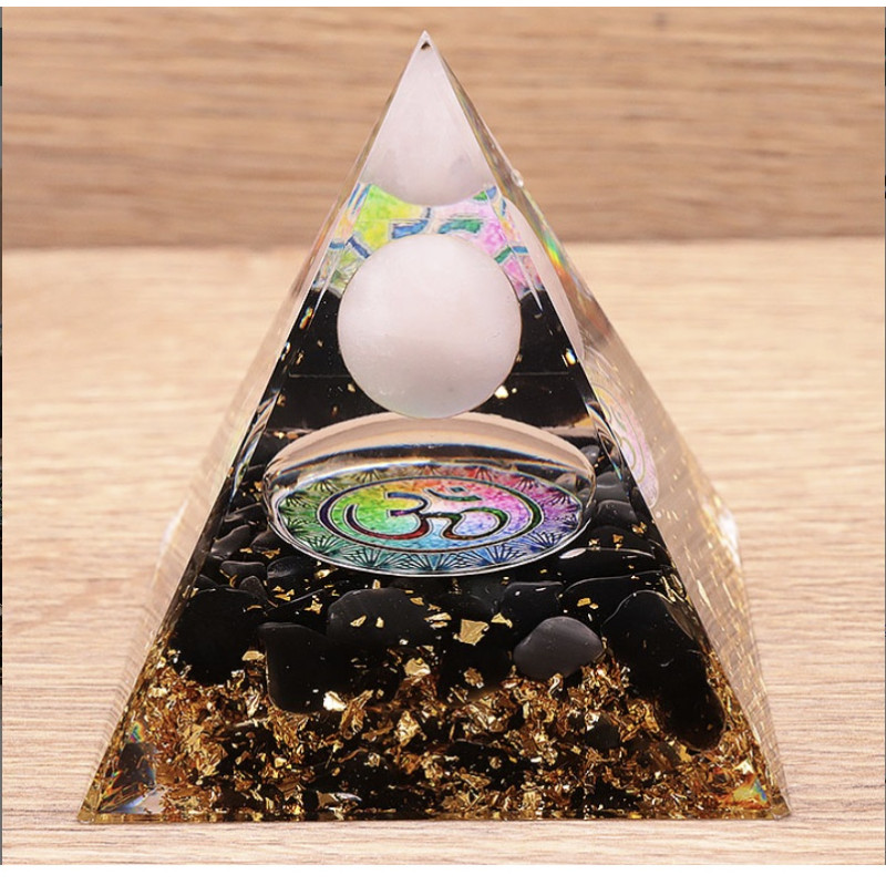Orgonite 60 mm OM – Quartz Rose & Obsidienne Noire