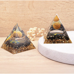 ORGONITE 60MM ARBRE DE VIE OEIL DE TIGRE  OBSIDIENNE NOIRE A