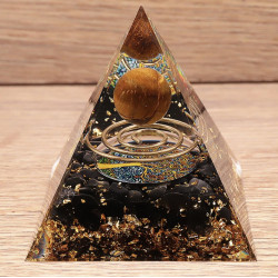 ORGONITE 60MM ARBRE DE VIE SPIRALE OEIL DE TIGRE OBSIDIENNE NOIRE A 1