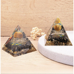 ORGONITE 60MM ARBRE DE VIE SPIRALE OEIL DE TIGRE OBSIDIENNE NOIRE A 1